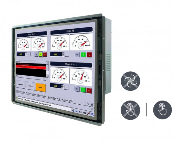 21-Einbau-Industrie-Panel-PC-R19IB7T-OFM1-v1.png / TL Produkt-Welten / Panel-PC / Open Frame (Einbau von Hinten) / Resistive / Glas (optional)