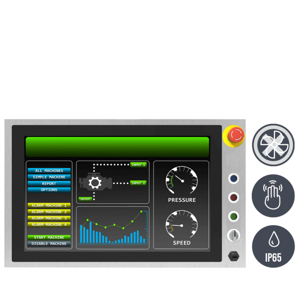 01-W22IB3S-SPA3-B-Front.png / TL Produkt-Welten / Panel-PC / Chassis Edelstahl (VESA-Mounting) / Multitouch-Screen, projiziert-kapazitiv (PCAP)