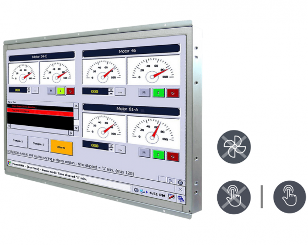21-Einbau-Industrie-Panel-PC-W22IB7T-OFA3-v1.png / TL Produkt-Welten / Panel-PC / Open Frame (Einbau von Hinten) / Resistive / Glas (optional)