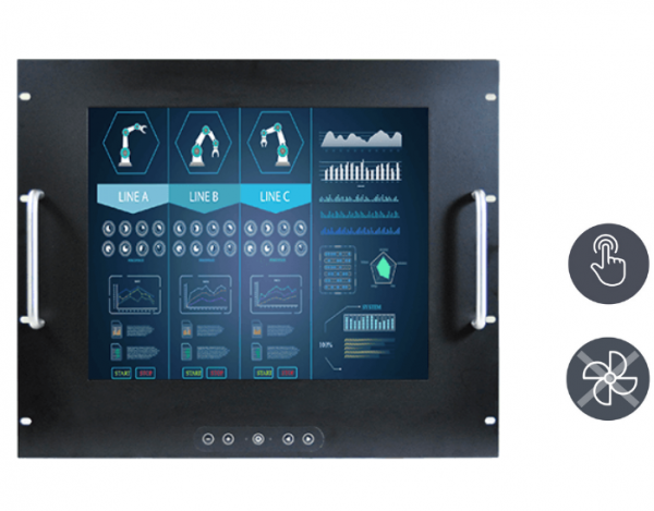 01-Einbau-Industrie-LCD-R17L500-RKM1.png / TL Produkt-Welten / Industriemonitor / 19-Zoll Rack Mount / Touch-Screen für 1-Finger-Bedienung