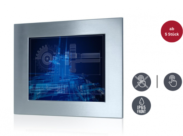 01-Einbau-Industriemonitor-S17L500-OFM1-Edelstahl-IP65-v1.png / TL Produkt-Welten / Industriemonitor / Panel Mount (Einbau von vorne) / Resistive / Glas (optional)