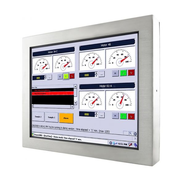 01-Industrie-Panel-PC-IP65-Edelstahl-R19ID3S-65A1 / TL Produkt-Welten / Panel-PC / Chassis Edelstahl (VESA-Mounting) / Touch-Screen für 1-Finger-Bedienung
