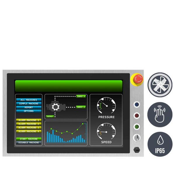 01-W22IB3S-SPA3-B-Front / TL Produkt-Welten / Panel-PC / Chassis Edelstahl (VESA-Mounting) / Multitouch-Screen, projiziert-kapazitiv (PCAP)