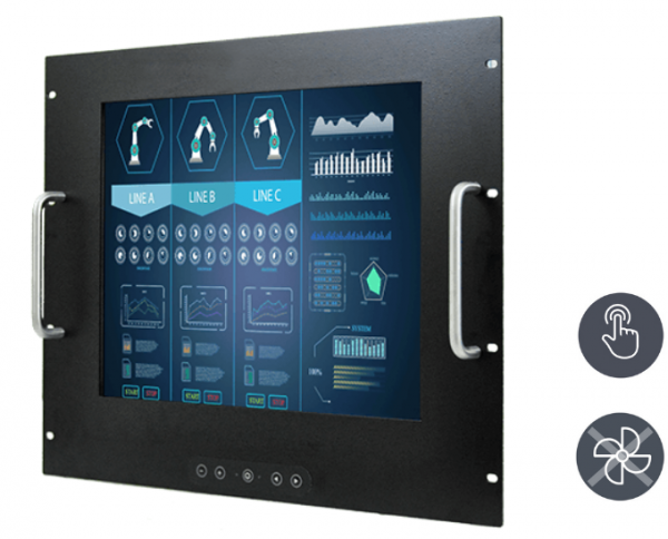 01-Einbau-Industrie-LCD-R15L100-RKA1.png / TL Produkt-Welten / Industriemonitor / 19-Zoll Rack Mount / Touch-Screen für 1-Finger-Bedienung