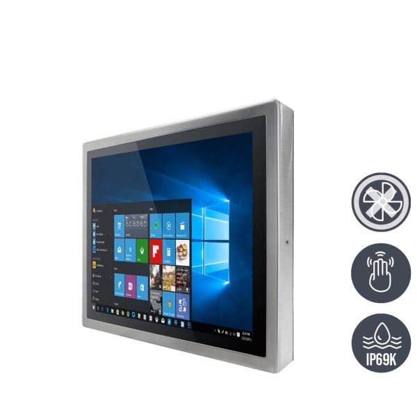 01-R15IK3S-SPC369-Front-right / TL Produkt-Welten / Panel-PC / Chassis Edelstahl (VESA-Mounting) / Multitouch-Screen, projiziert-kapazitiv (PCAP)
