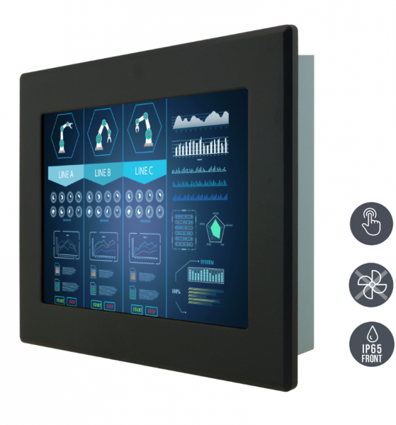 01-Einbau-Industriemonitor-R12L600-IPM2.png / TL Produkt-Welten / Industriemonitor / Panel Mount (Einbau von vorne) / Touch-Screen für 1-Finger-Bedienung