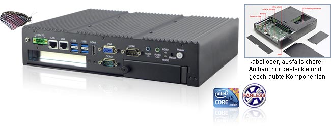 Der lüfterlose, wartungsfreie Box-Industrie-PC EL4010 ist servicefreundlich und ausfallsicher konstruiert