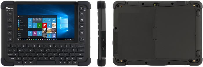 Das Industrie-Tablet M101BK verfügt über eine QWERTY-Tastatur und viele Funktionstasten zur einfachen Dateneingabe.