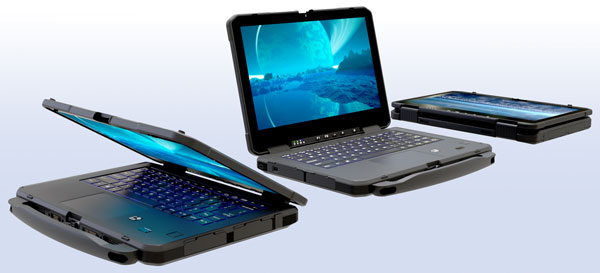 Der Rugged Convertible Laptop lässt sich schnell in ein Tablet verwandeln