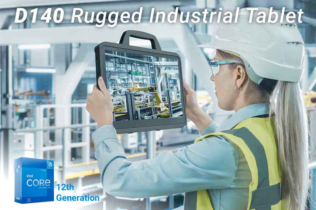 Rugged Industrie-Tablet D140 im professionellen industriellen Smart-Factory-Einsatz
