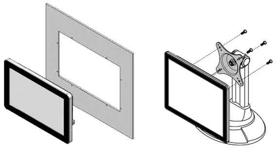 Panelmount-Einbau von vorne oder VESA-Montage von hinten